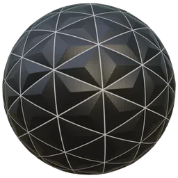 3D PBR material texture of a black pyramid design, suitable for modern wall tiling in architectural rendering.