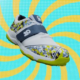 Detailed realistic 3D sports shoe model with vibrant design, high-quality texture, and clean quad mesh for Blender.