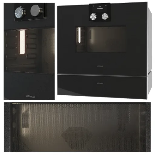 Highly detailed anthracite Gaggenau combi-microwave and vacuuming drawer 3D model, perfect for Blender kitchen renderings.