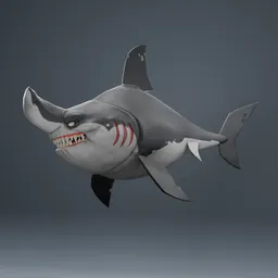Shark Stylized Black -Rigged- Lowpoly