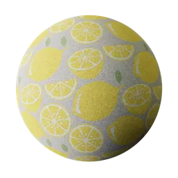 High-quality PBR lemon patterned flannel texture for 3D Blender projects, ideal for soft furnishings and decor.