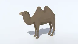 Render of a low-poly Bactrian camel 3D model with quad meshes suitable for CG visualization.