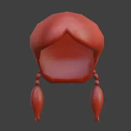 LowPoly Red Braided Female Hair