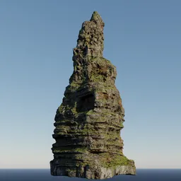 Green Moss Rugged Rock Formation Modular
