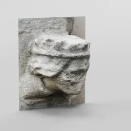 Low-poly PBR 3D model of a carved stone church statue head for Blender rendering.