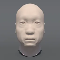 Asian Man Head Base Mesh