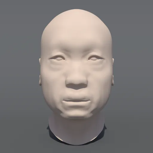 Asian Man Head Base Mesh