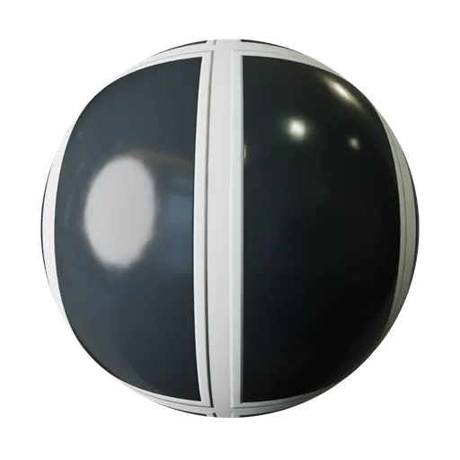 2K PBR glass material for 3D modeling, featuring non-transparent reflective windows with wooden frames, suitable for architectural renders.