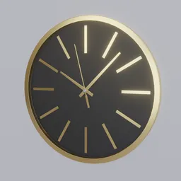"Stylish Wall Clock-02 3D model for interior decoration in Blender 3D with a gold frame, easy-to-control hands and crafted using correct topology. Inspired by Beta Vukanović's simplified realism style and featuring volume metric lighting for a daylight effect. A must-have for any Mad Men fan. "