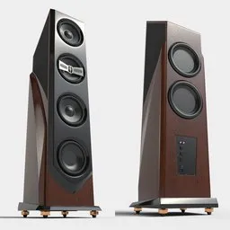Hi Fi Floor Speaker Brown Wood