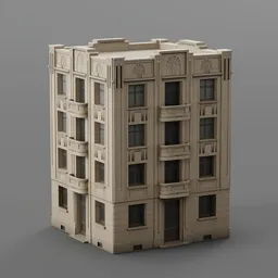 Simple Low Poly Art Deco Building