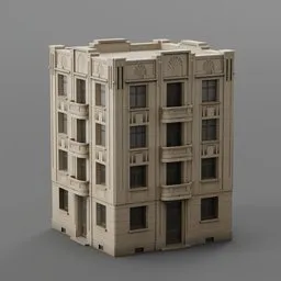 Simple Low Poly Art Deco Building