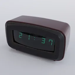 Vintage-style 3D digital clock model with glowing VFD display, designed in Blender for industrial usage.