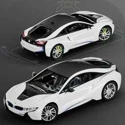 BMW i8 3D Model Rigged Car