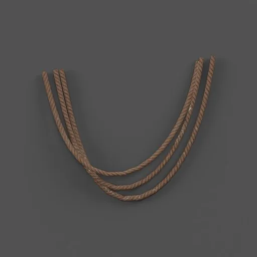 Realistic twisted rope 3D model with detailed textures for animation and game design in Blender.