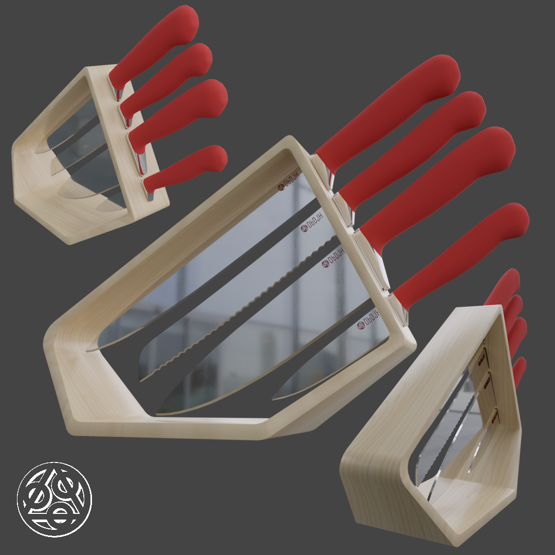 Modern Knife Block by DJH FREE 3D Kitchen Appliance models BlenderKit