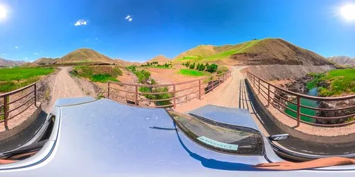 Mountain Bridge Crossing Green Highland
