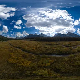 Mountain Landscape in Valley Cloudy