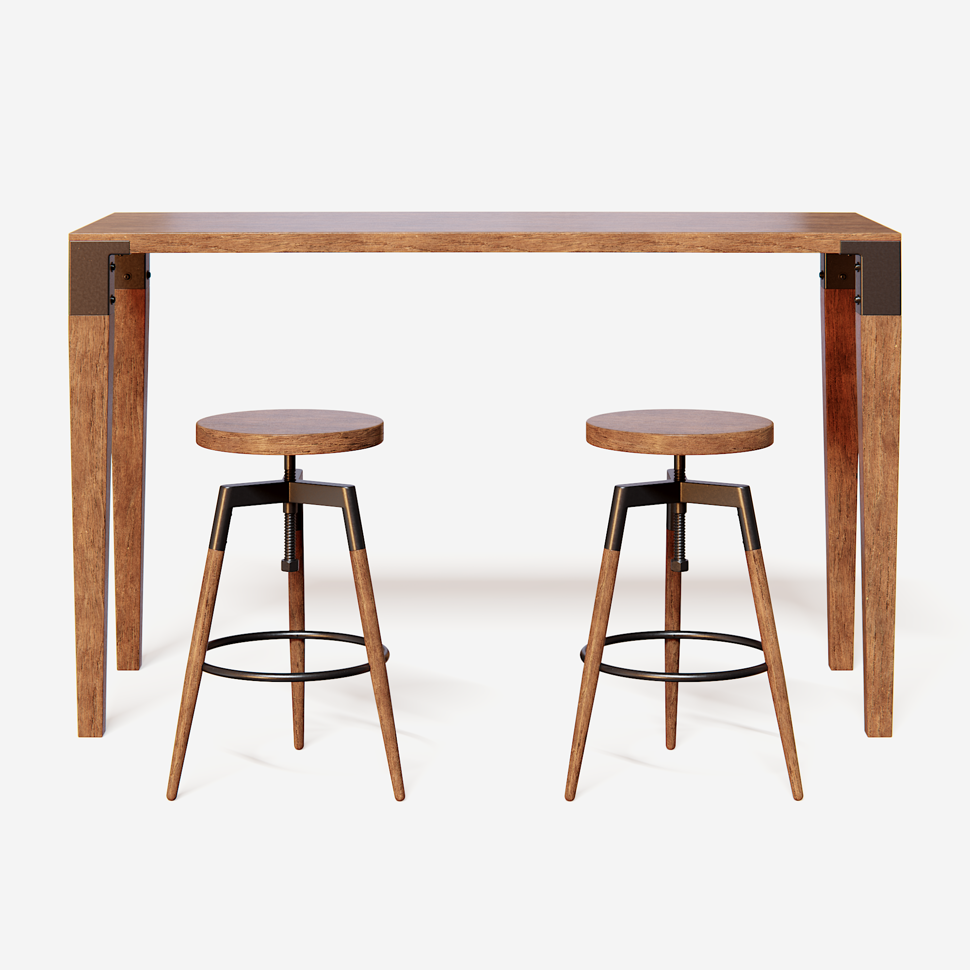 Wooden Counter Table 3D Chairtable Set models BlenderKit