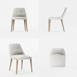 High-quality Blender 3D model of a wooden fabric chair with detailed 2K textures, inspired by modern design.