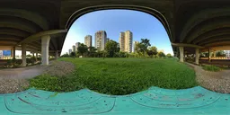 Under the bridge during the day