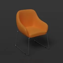 "Modern leather chair 3D model for Blender 3D - black background with orange body and detailed texture. Rendered with Redshift renderer, by Mattise. Ideal for interior design and architectural visualization projects."