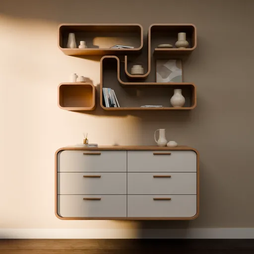Minimalist Japandi Floating Storage Set
