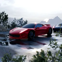 Ferrari Hyperrealistic Car–Sunset Drive