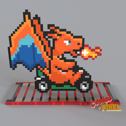 SMK023 - Super Pixel Kart Charizard Voxel Art