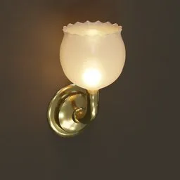 Illuminated 3D vintage wall lamp model with detailed 2K textures, suitable for rendering in Blender 3D.