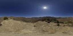 High-quality HDR panorama of a sunlit outdoor desert landscape for realistic scene lighting.