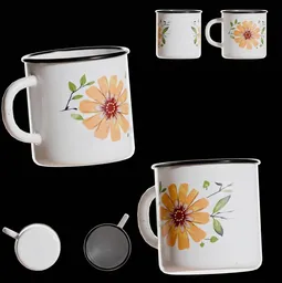 Vintage Enameled Floral Mug