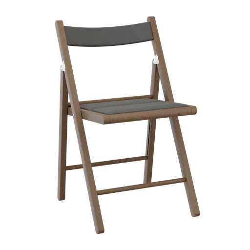 3D rendered wooden chair with storage, realistic textures, optimized for Blender use.