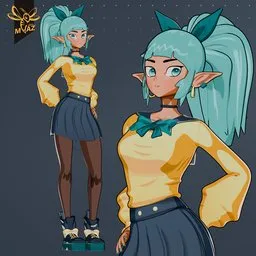 Himeko Anime Elf Girl Stylized Character