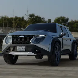 "High-quality 3D model of a Mitsubishi-inspired SUV concept created in Blender 3D. Ideal for architectural visualization and other applications requiring a fictional vehicle. Exudes detailed craftsmanship with design cues from Mitsubishi, offering a realistic and visually captivating 3D rendering."