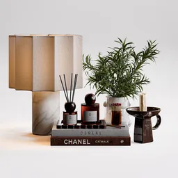 Decor Set with Table Lamp and Plant