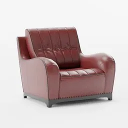 "Red Leather Sofa in Blender 3D - Low Poly Design with Baked Normal Map. Perfect for Living Rooms, Virtual Metaverse Rooms, and more. Trending on Mentalray and Redshift Renderers. Chesterfield Style with Blocky Shape."