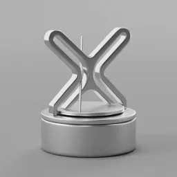 "Hyperbolic Slot Metal" 3D model designed in Blender 3D, showcasing a metal object on a pedestal with a winning award piece, inspired by Karl Ballmer and Bartholomeus Breenbergh. Features an animation loop and a subdivision workflow, available for free on Patreon and Ko-fi. A visually stunning addition to science and miscellaneous collections.