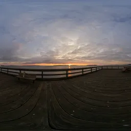 Dramatic Sunrise at Wooden Pier