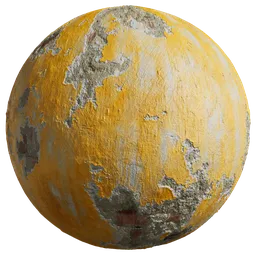 Realistic damaged painted plaster texture for 3D modeling with PBR workflow compatibility.