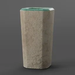 High-resolution 3D model of a cylindrical concrete trash can for Blender rendering.