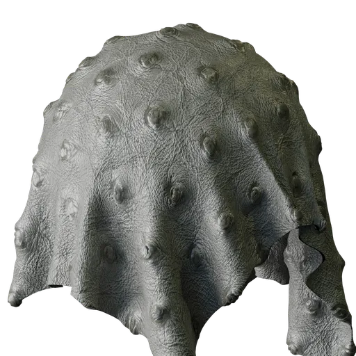 Gray Quill Textured Ostrich Leather