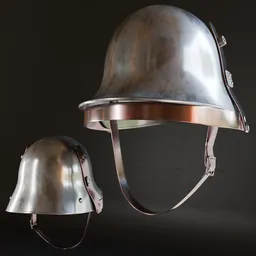 3D rendered military helmet for Blender, low poly with high-quality metal textures, suitable for war game design.