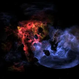 Nebula with stars and Asteroidfield
