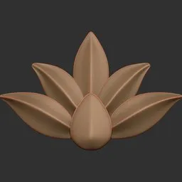 3D model sculpting tool creating detailed lotus petal relief for decorative 3D surfaces, compatible with Blender.