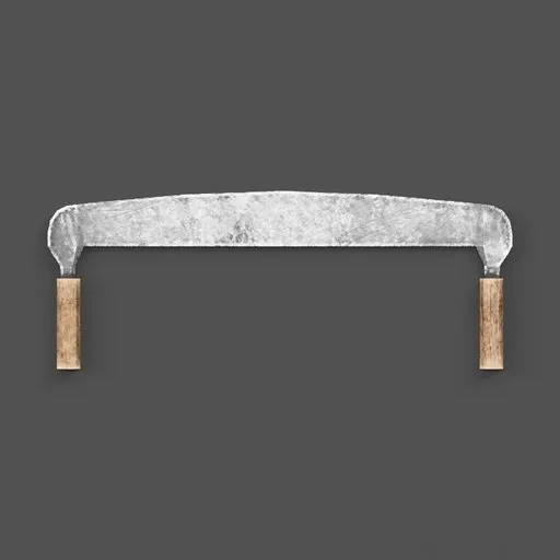 Highly detailed Blender 3D model of a vintage wood carving tool with metal blade and wooden handles.
