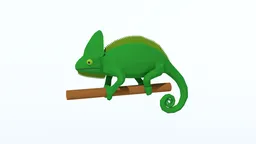 Green 3D chameleon model with quad mesh for CG visualization, perfect for Blender 3D projects.