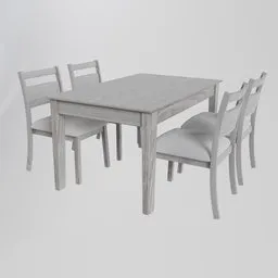 Realistic Blender 3D render of a wooden table with chairs for interior design visualization.