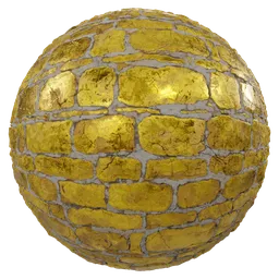 High-quality 4K PBR texture of a gold stone wall material for 3D design in Blender.