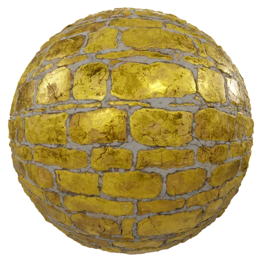 High-quality 4K PBR texture of a gold stone wall material for 3D design in Blender.